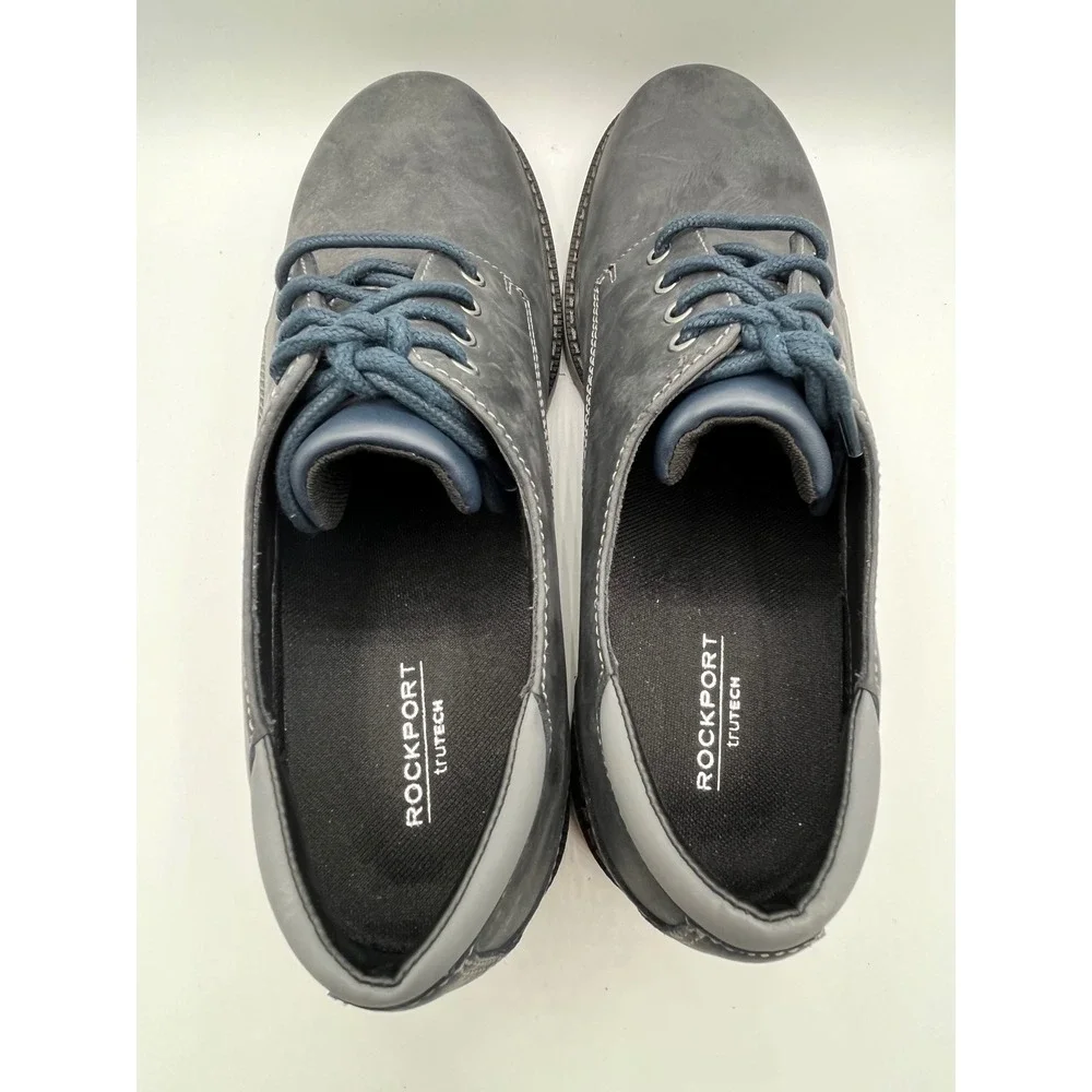 Rockport Waterproof trutech Men Navy Blue Nubuck Leather Oxford Shoes Sz 10.5M